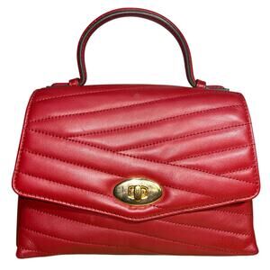 TORY BURCH Red Leather Chevron Quilted KIRA Bag Repaired